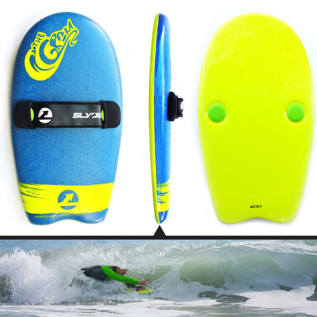 The Slyde Grom Soft Top Fun Handboard For Bodysurfing with Hand strap (Multi Colors)